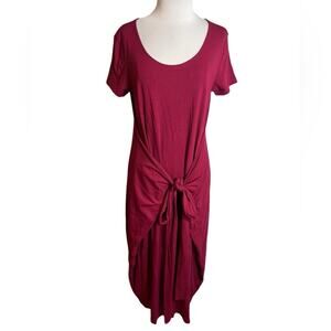 Peruvian connection tie front Pima cotton knit dress pink red Sz M